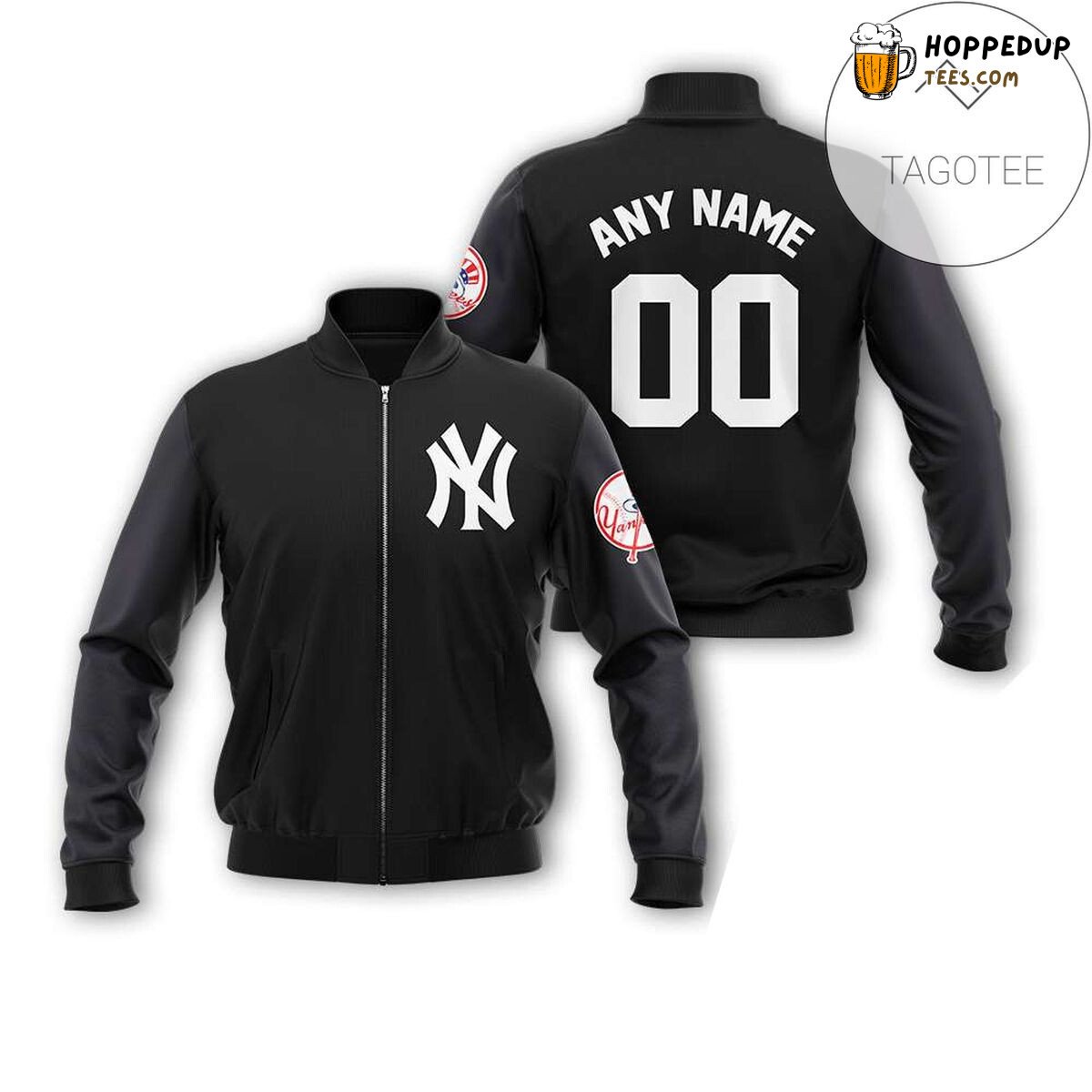 MLB New York Yankees Custom Name Number Black Bomber Jacket