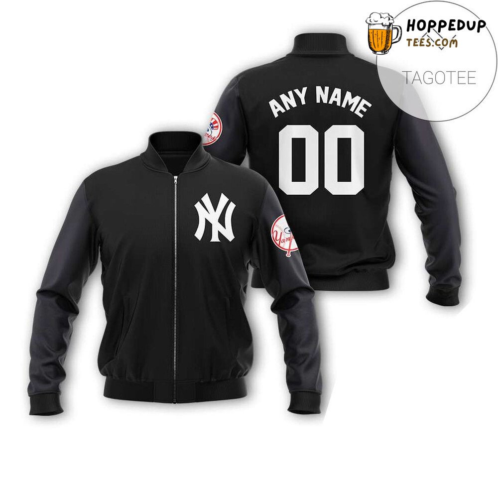 MLB New York Yankees Custom Name Number Black Bomber Jacket