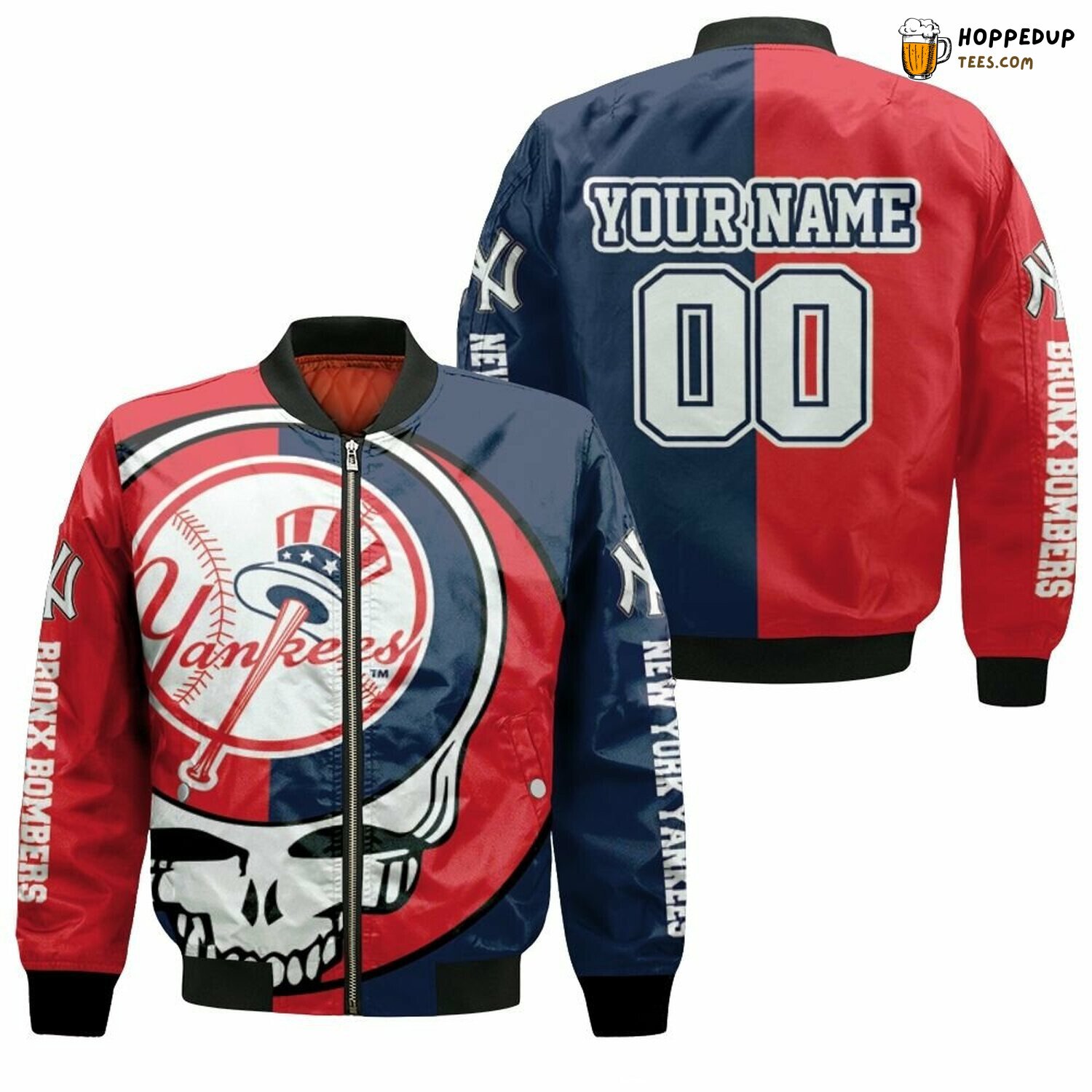MLB New York Yankees Custom Name Number Grateful Dead Skull Bronx Bomber Jacket