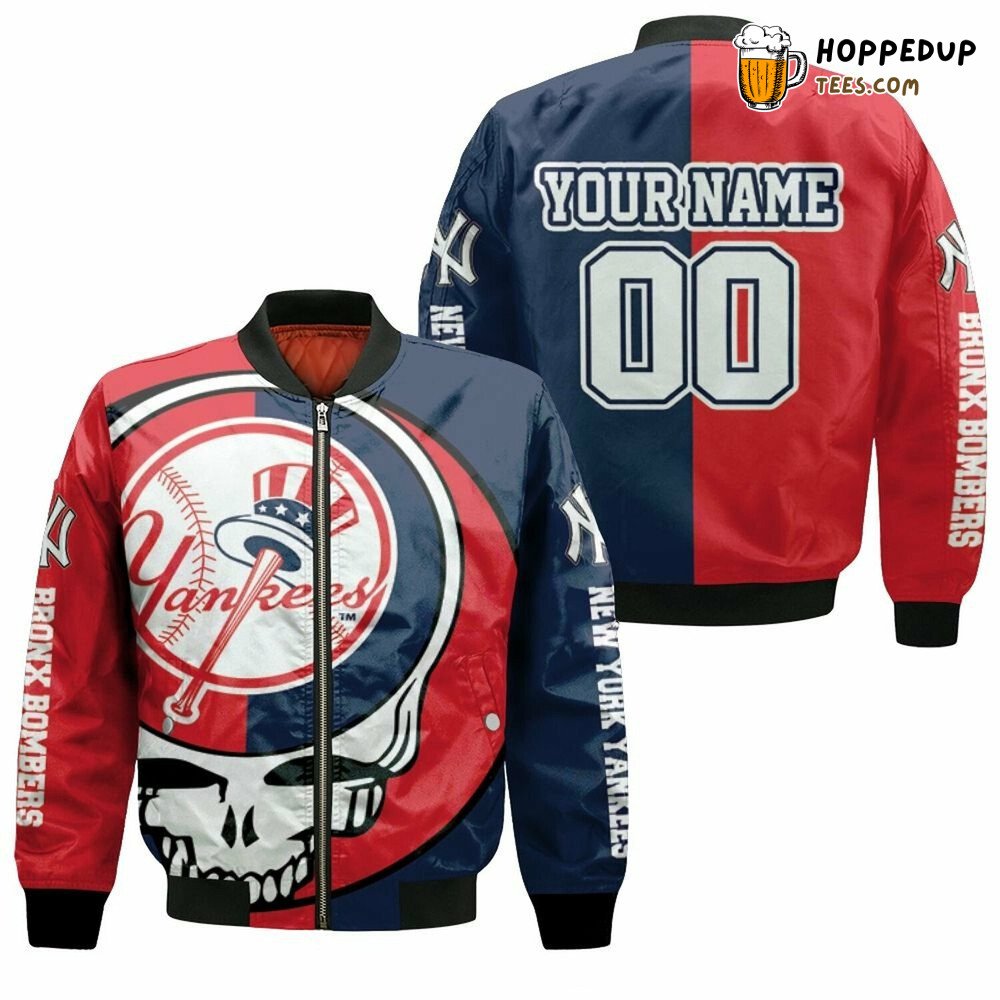MLB New York Yankees Custom Name Number Grateful Dead Skull Bronx Bomber Jacket