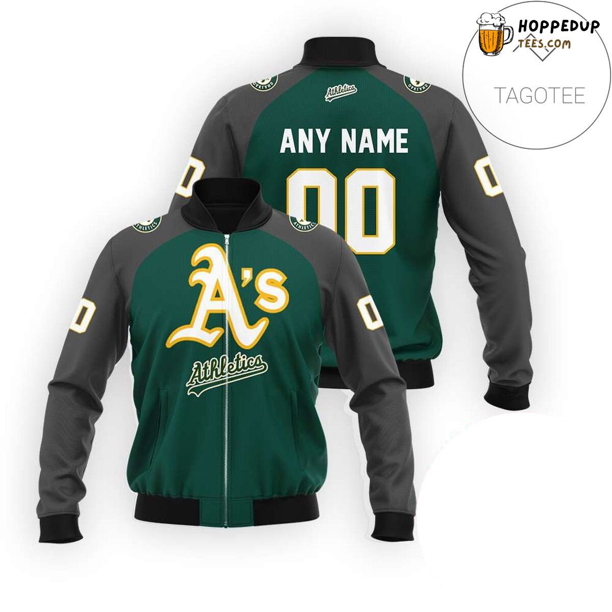 MLB Oakland Athletics Custom Name Number Green Bomber Jacket