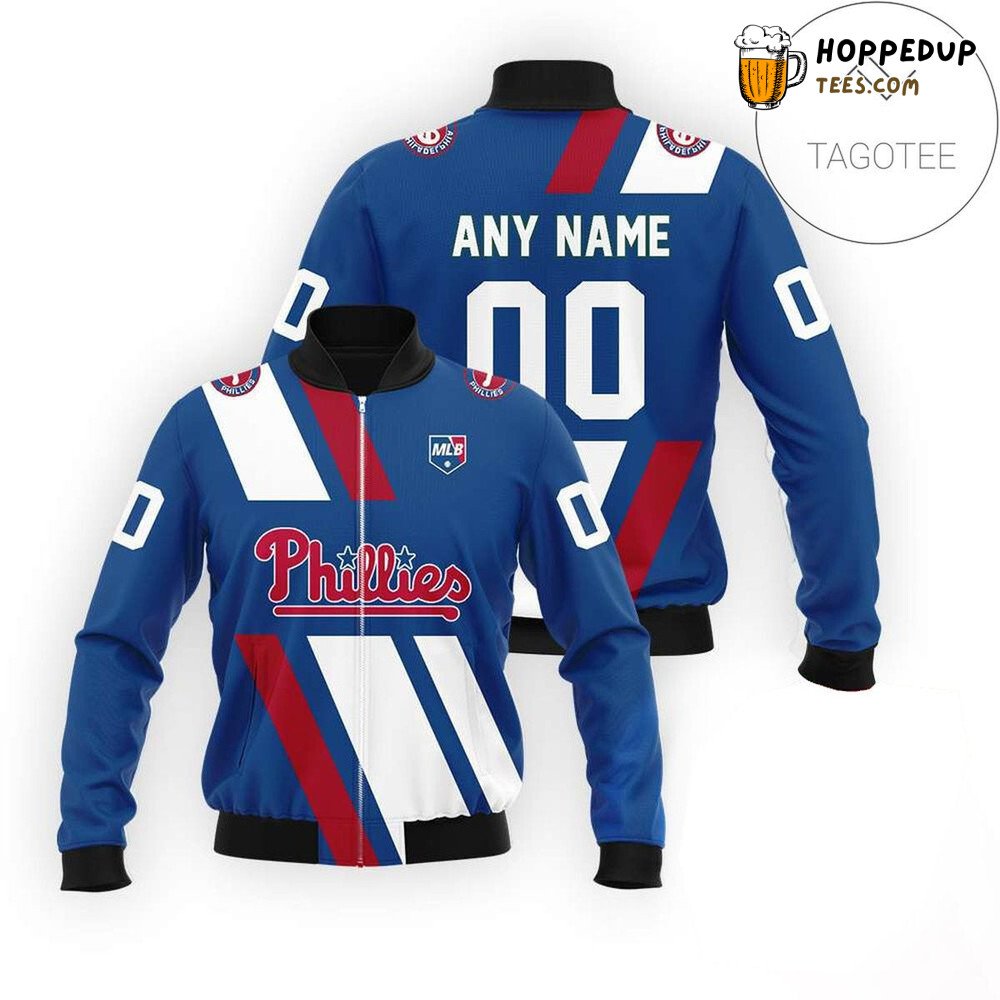 MLB Philadelphia Phillies Custom Name Number Navy Bomber Jacket
