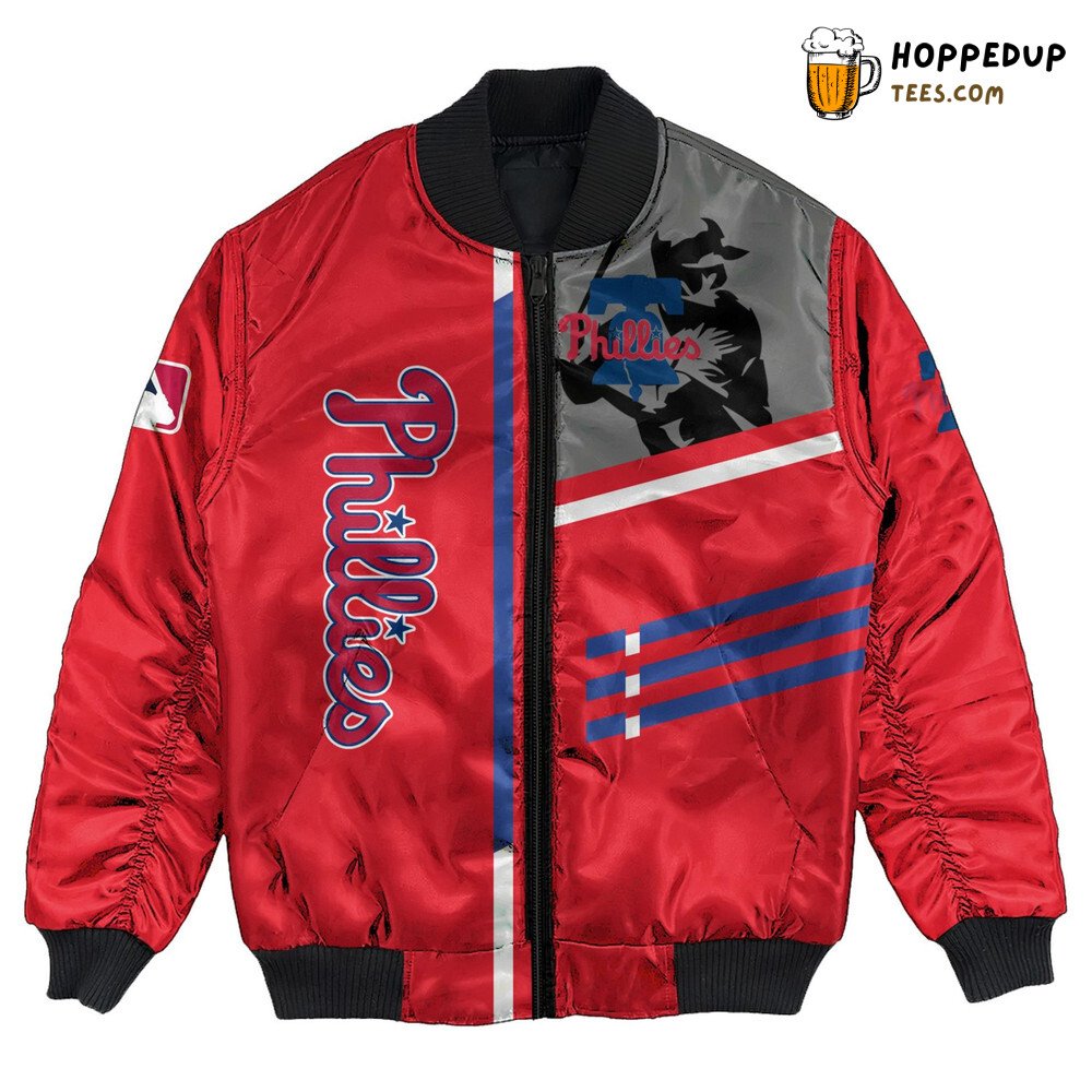 MLB Philadelphia Phillies Custom Name Number Red Bomber Jacket