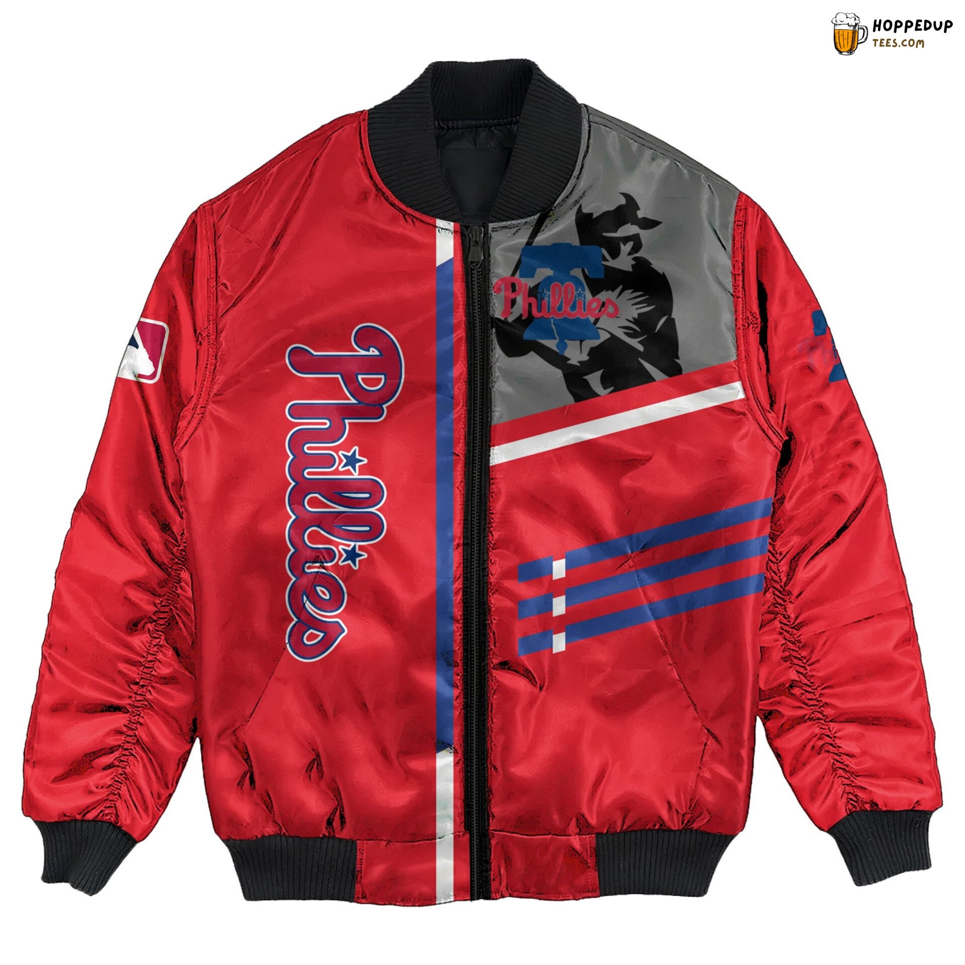MLB Philadelphia Phillies Custom Name Number Red Bomber Jacket MLB Philadelphia Phillies Custom Name Number Red Bomber Jacket
