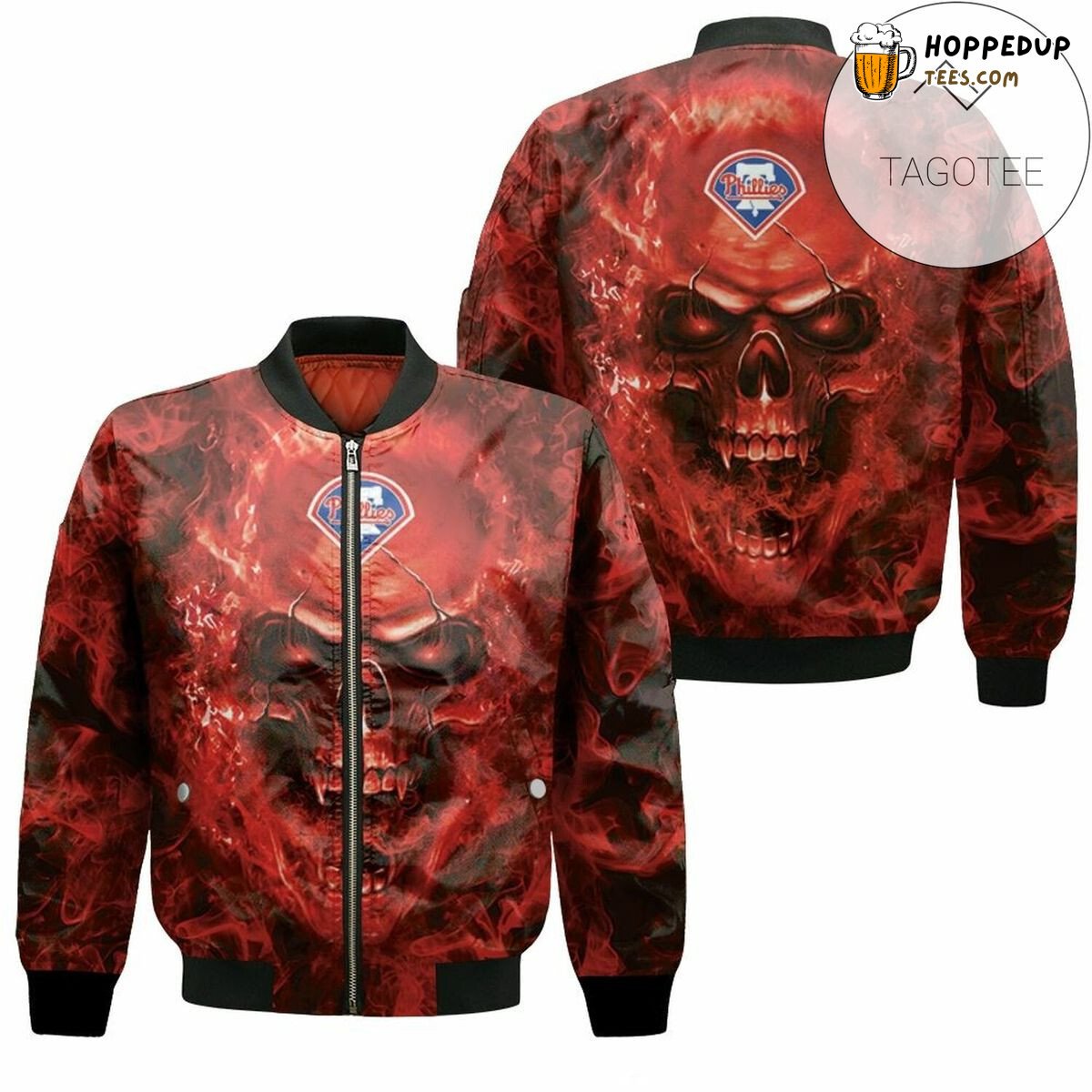 MLB Philadelphia Phillies Fans Skull Bomber Jacket