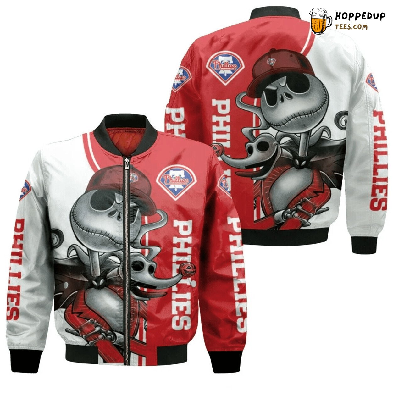 MLB Philadelphia Phillies Jack Skellington and Zero Bomber Jacket