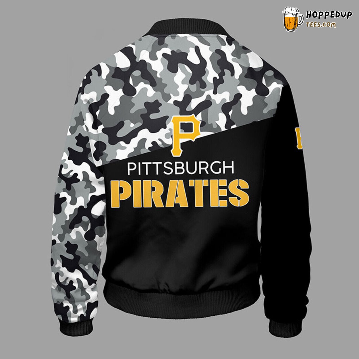MLB Pittsburgh Pirates Camouflage Black Premium Bomber Jacket Design