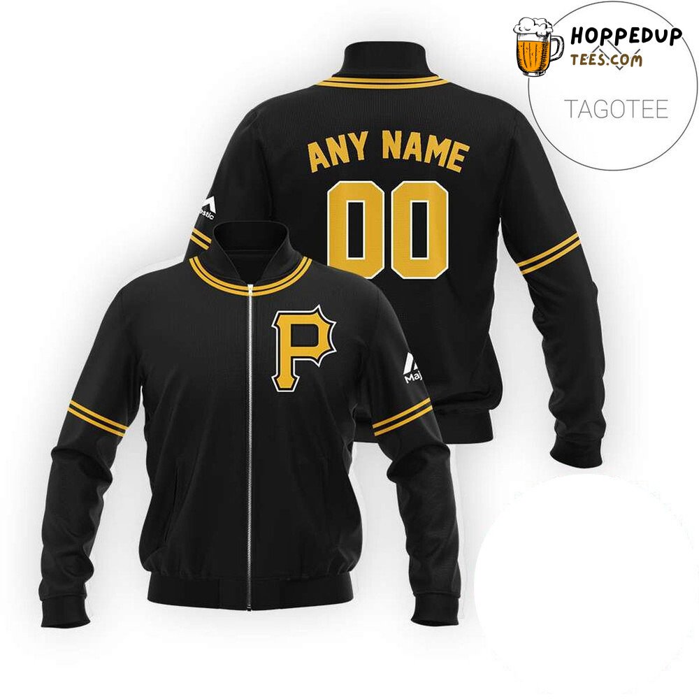 MLB Pittsburgh Pirates Custom Name Number Black Bomber Jacket