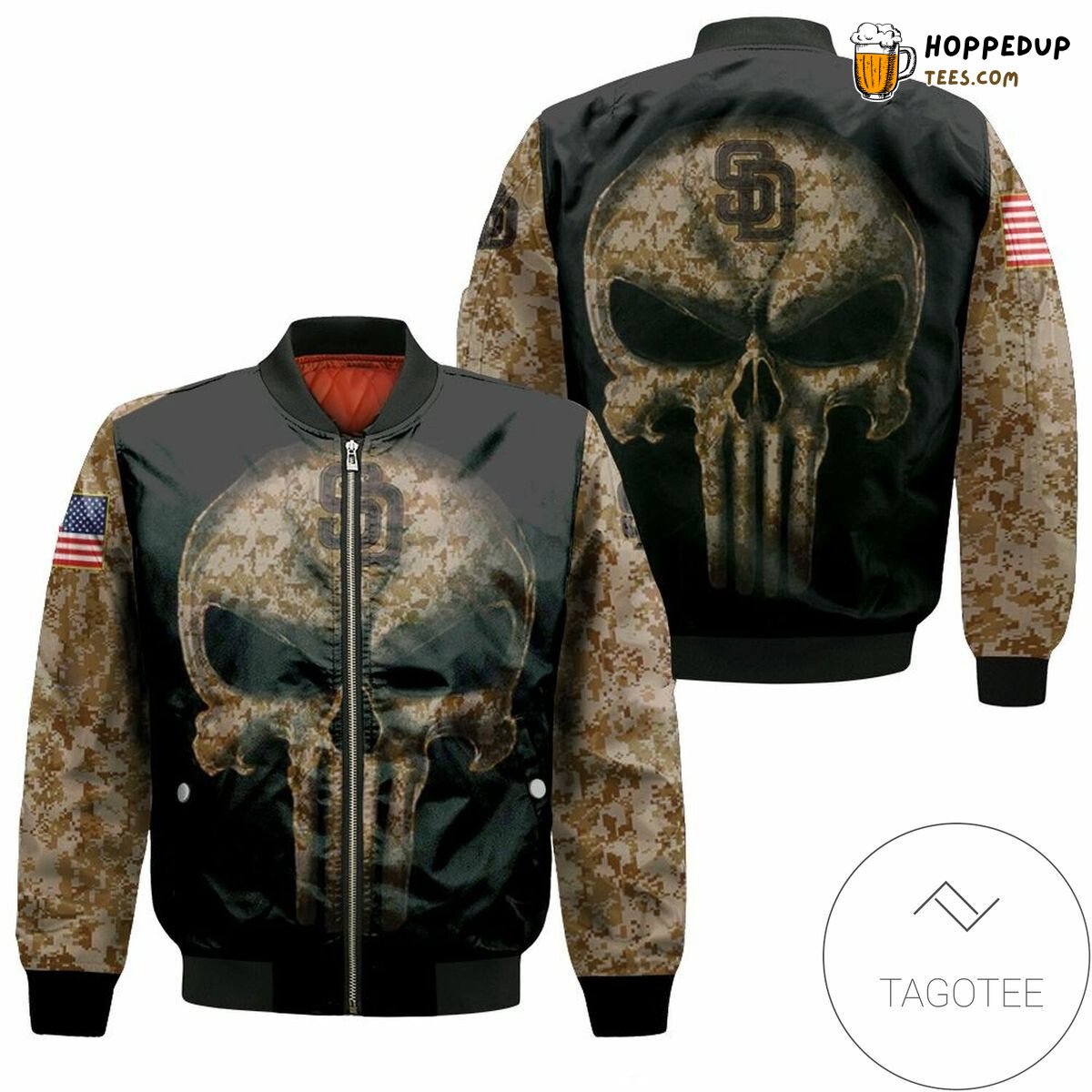 MLB San Diego Padres Camouflage Skull Bomber Jacket