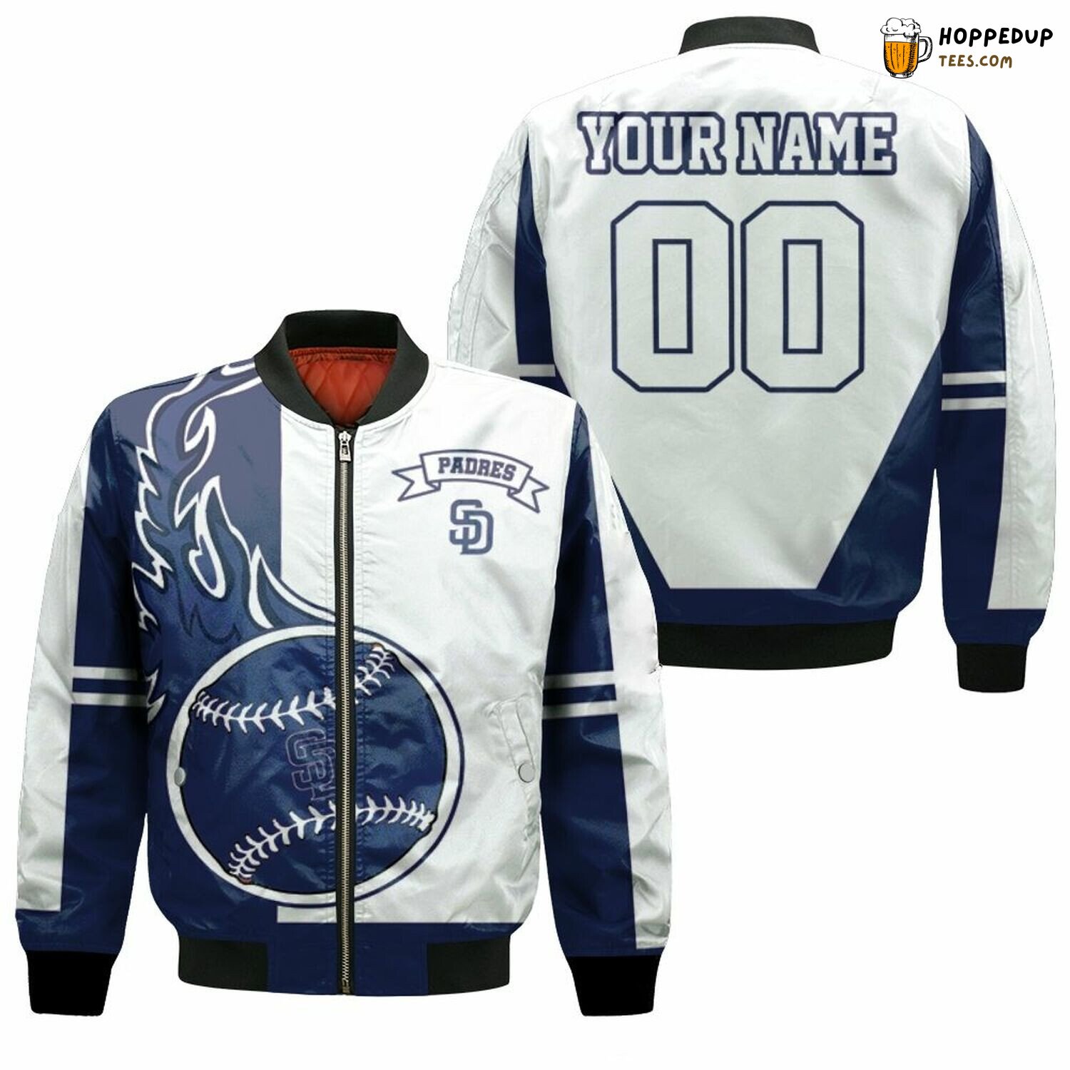 MLB San Diego Padres Custom Name Number White Bomber Jacket
