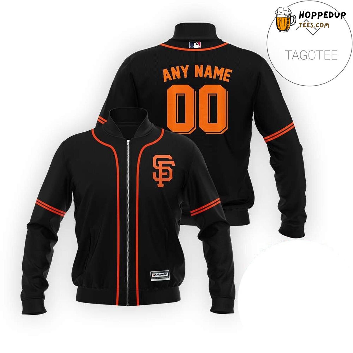 MLB San Francisco Giants Custom Name Number Black Bomber Jacket