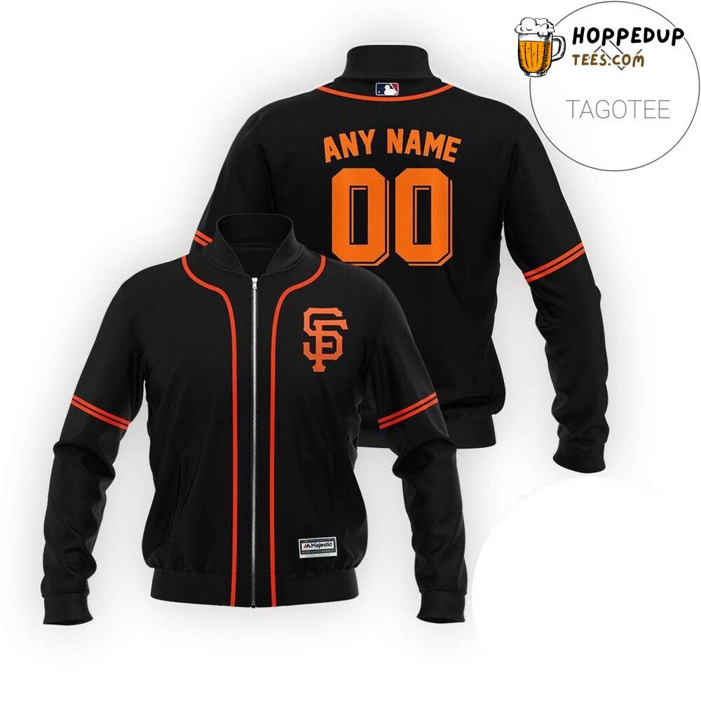 MLB San Francisco Giants Custom Name Number Black Bomber Jacket