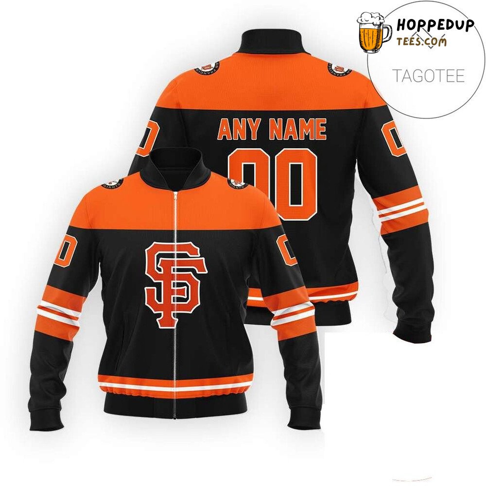 MLB San Francisco Giants Custom Name Number Black Orange Bomber Jacket