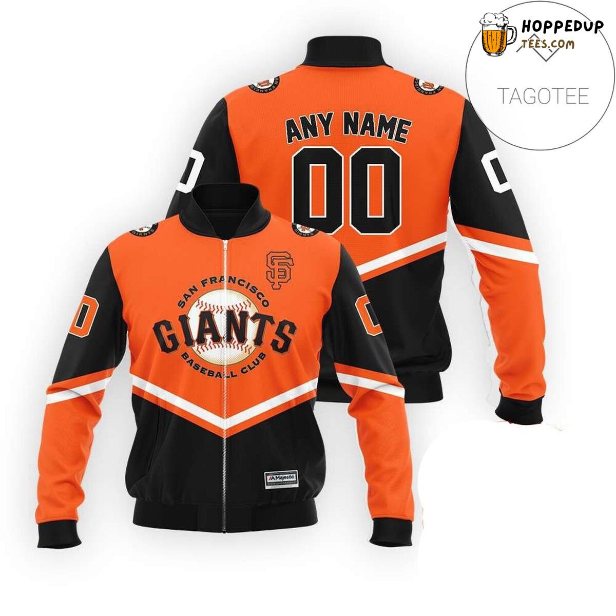 MLB San Francisco Giants Custom Name Number Orange Bomber Jacket