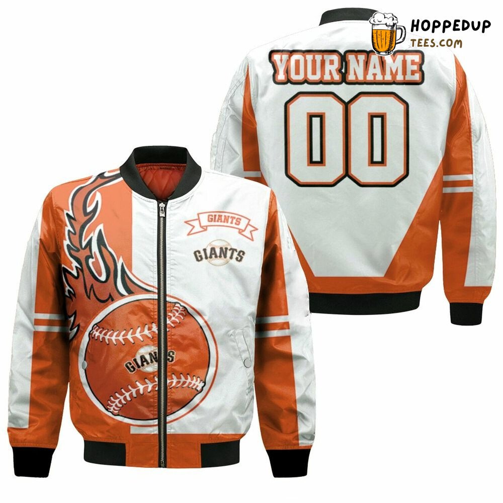 MLB San Francisco Giants Custom Name Number Orange White Bomber Jacket