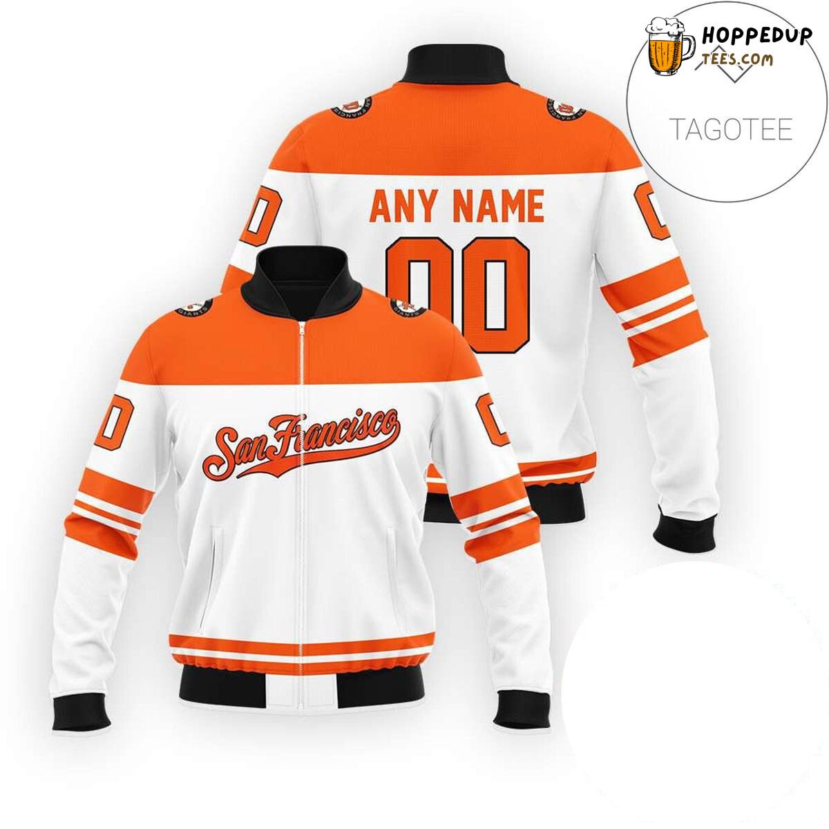 MLB San Francisco Giants Custom Name Number White Bomber Jacket