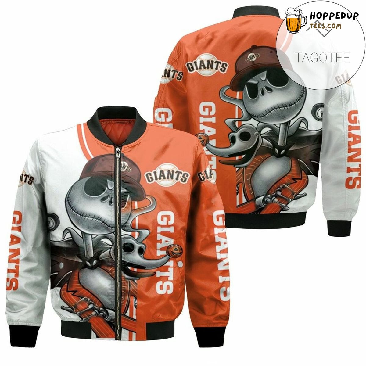 MLB San Francisco Giants Jack Skellington And Zero Bomber Jacket
