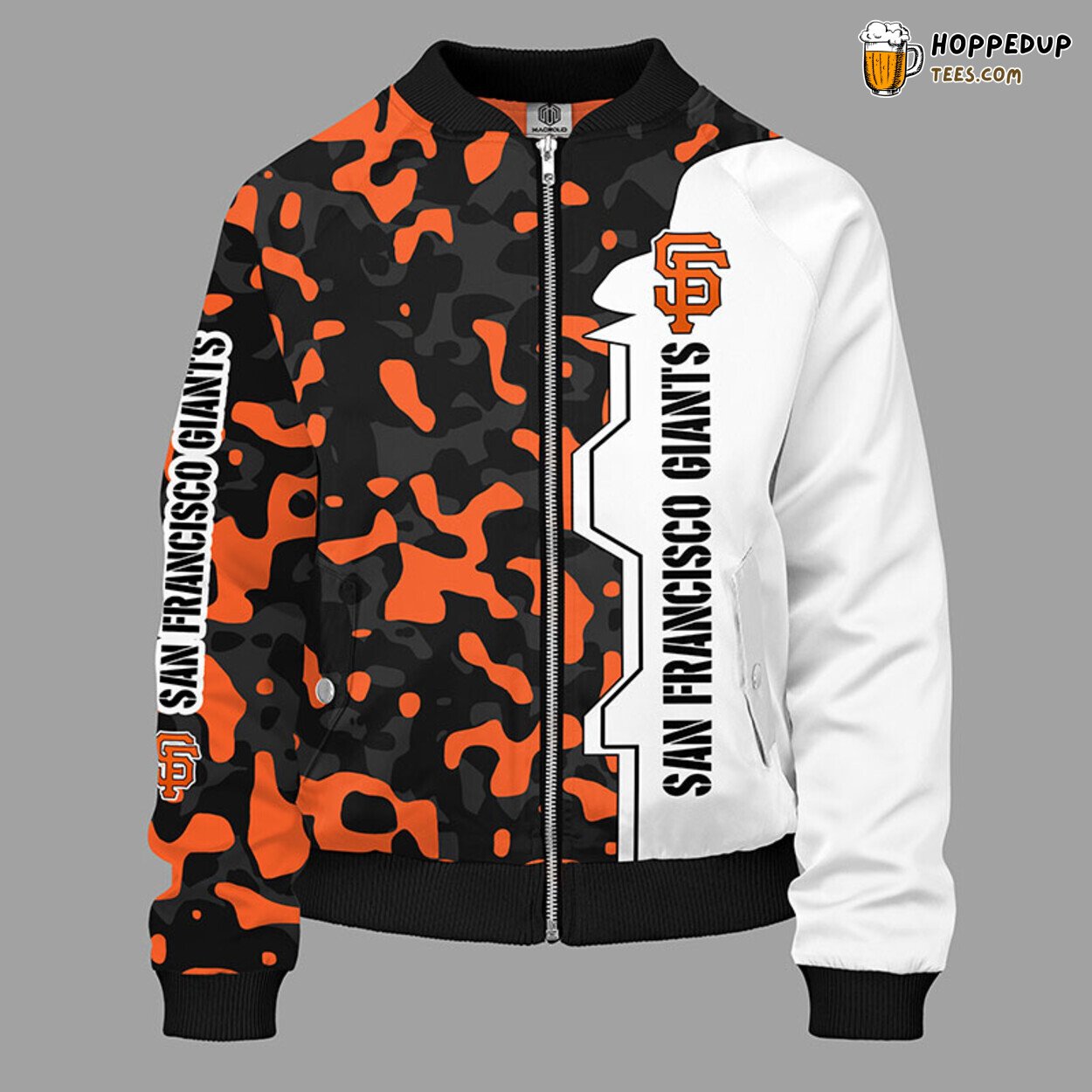 MLB San Francisco Giants Unique Camouflage Orange Bomber Jacket Design