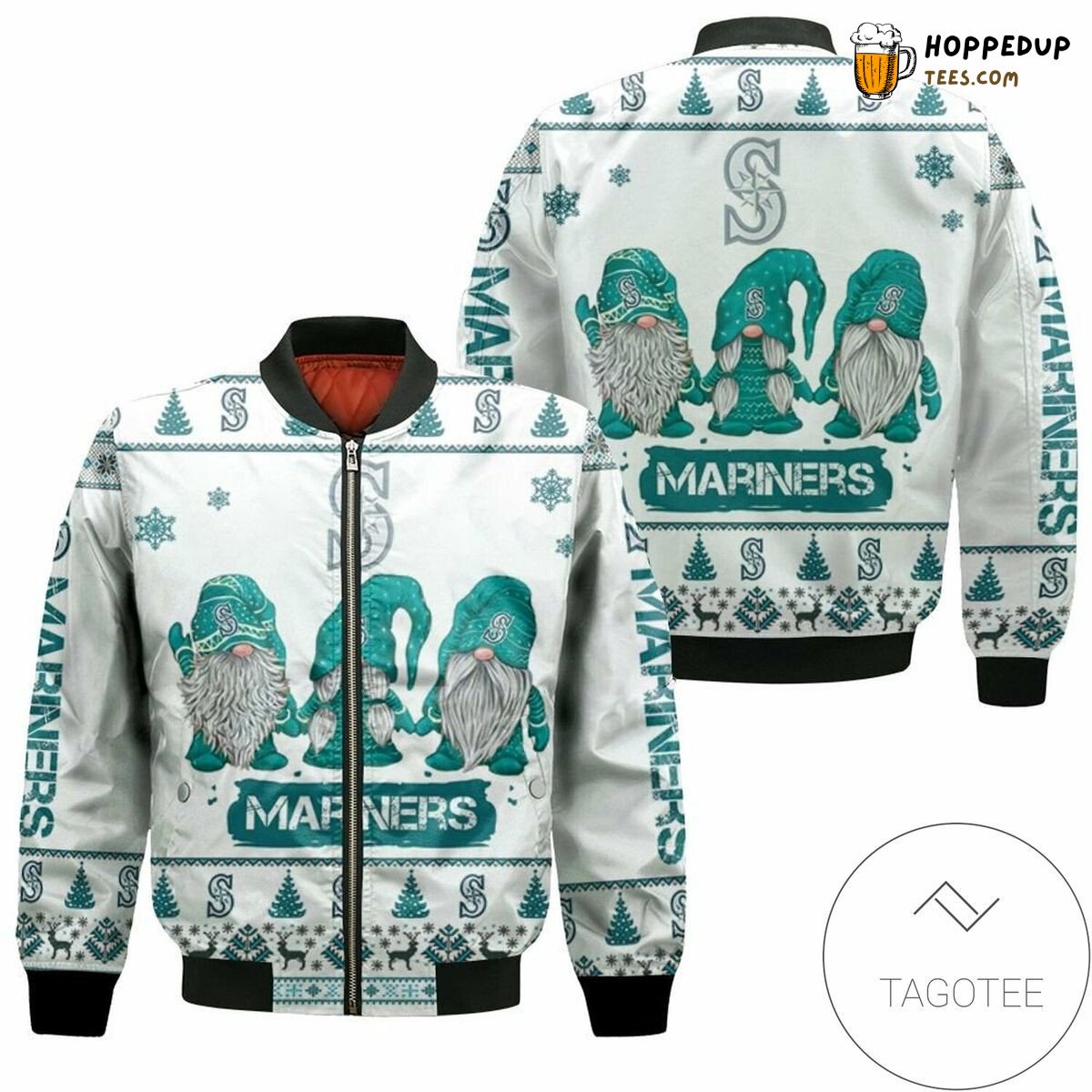 MLB Seattle Mariners Christmas Gnomes Bomber Jacket