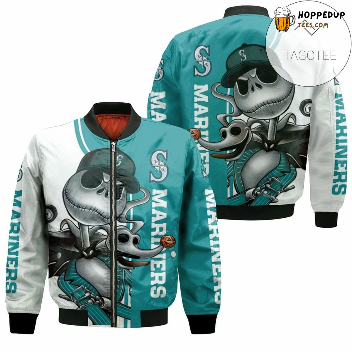 MLB Seattle Mariners Jack Skellington And Zero Bomber Jacket