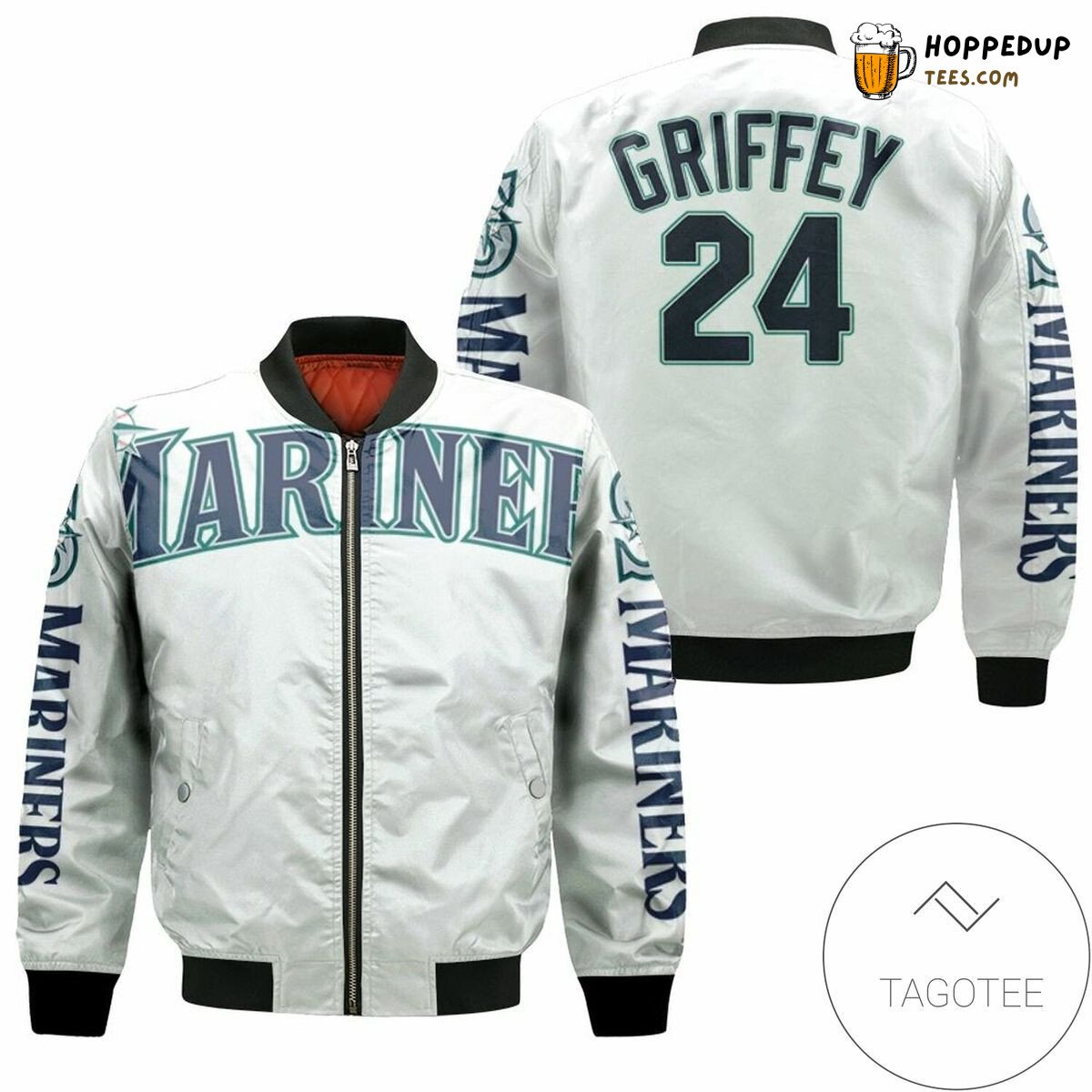 MLB Seattle Mariners Ken Griffey Jr 24 White Bomber Jacket