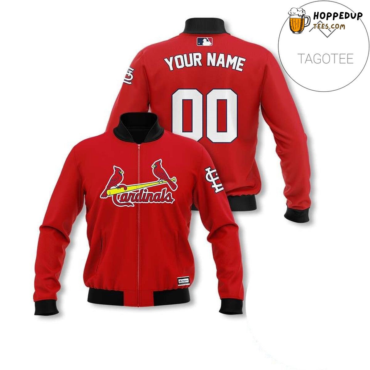 MLB St. Louis Cardinals Custom Name Number Red Bomber Jacket