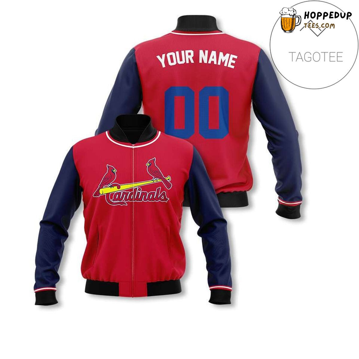 MLB St. Louis Cardinals Custom Name Number Red Navy Bomber Jacket