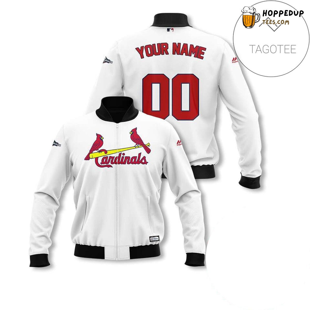 MLB St. Louis Cardinals Custom Name Number White Bomber Jacket