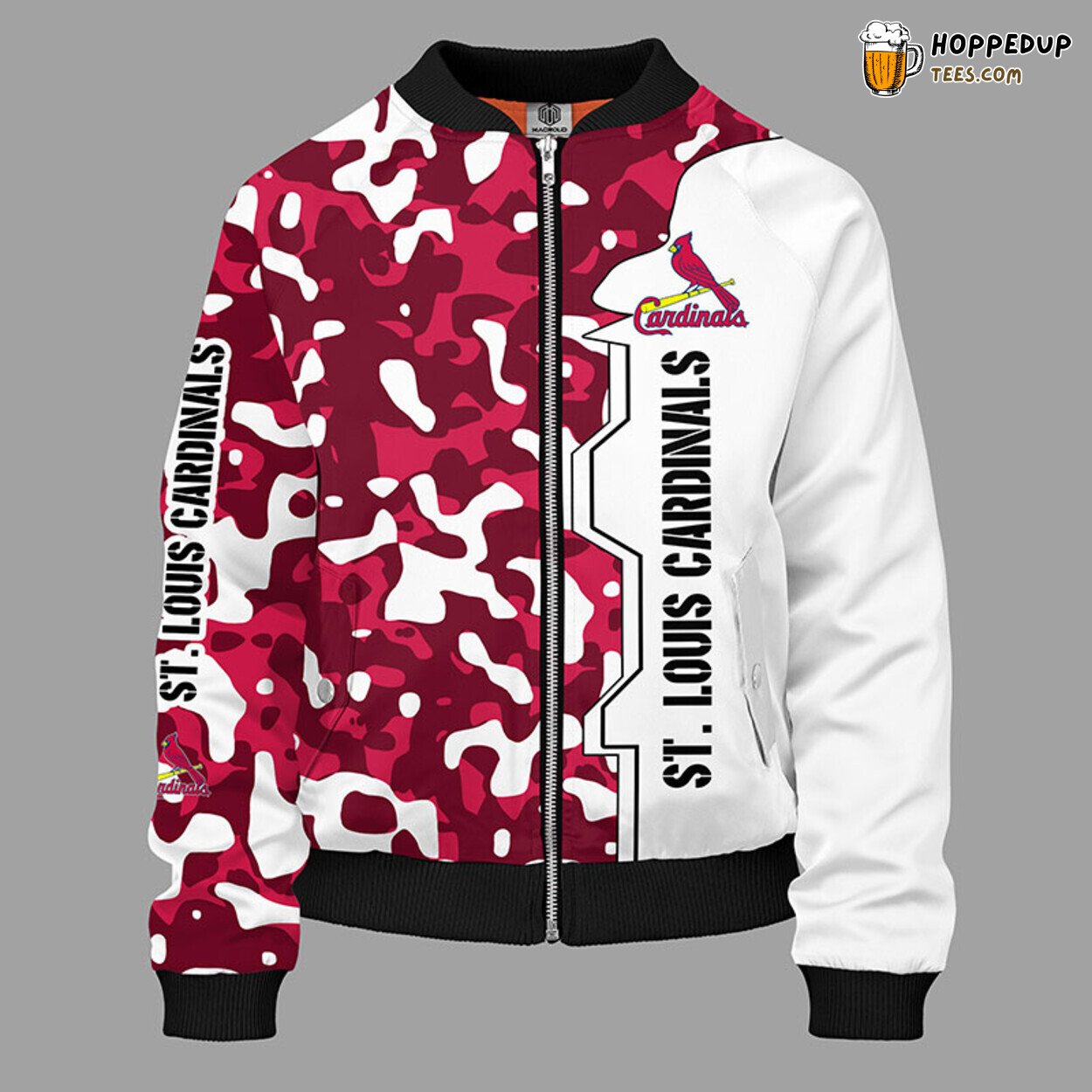 MLB St. Louis Cardinals Unique Camouflage Red Bomber Jacket Design