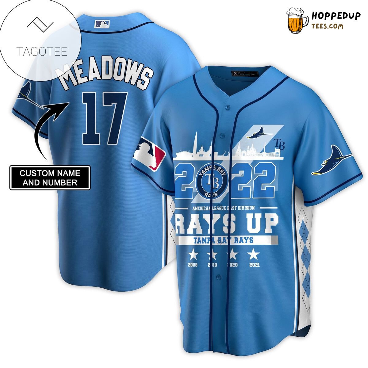 MLB Tampa Bay Rays Custom Name Number Blue Baseball Jersey Unisex Shirt