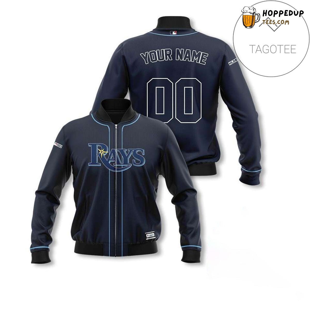 MLB Tampa Bay Rays Custom Name Number Navy Bomber Jacket
