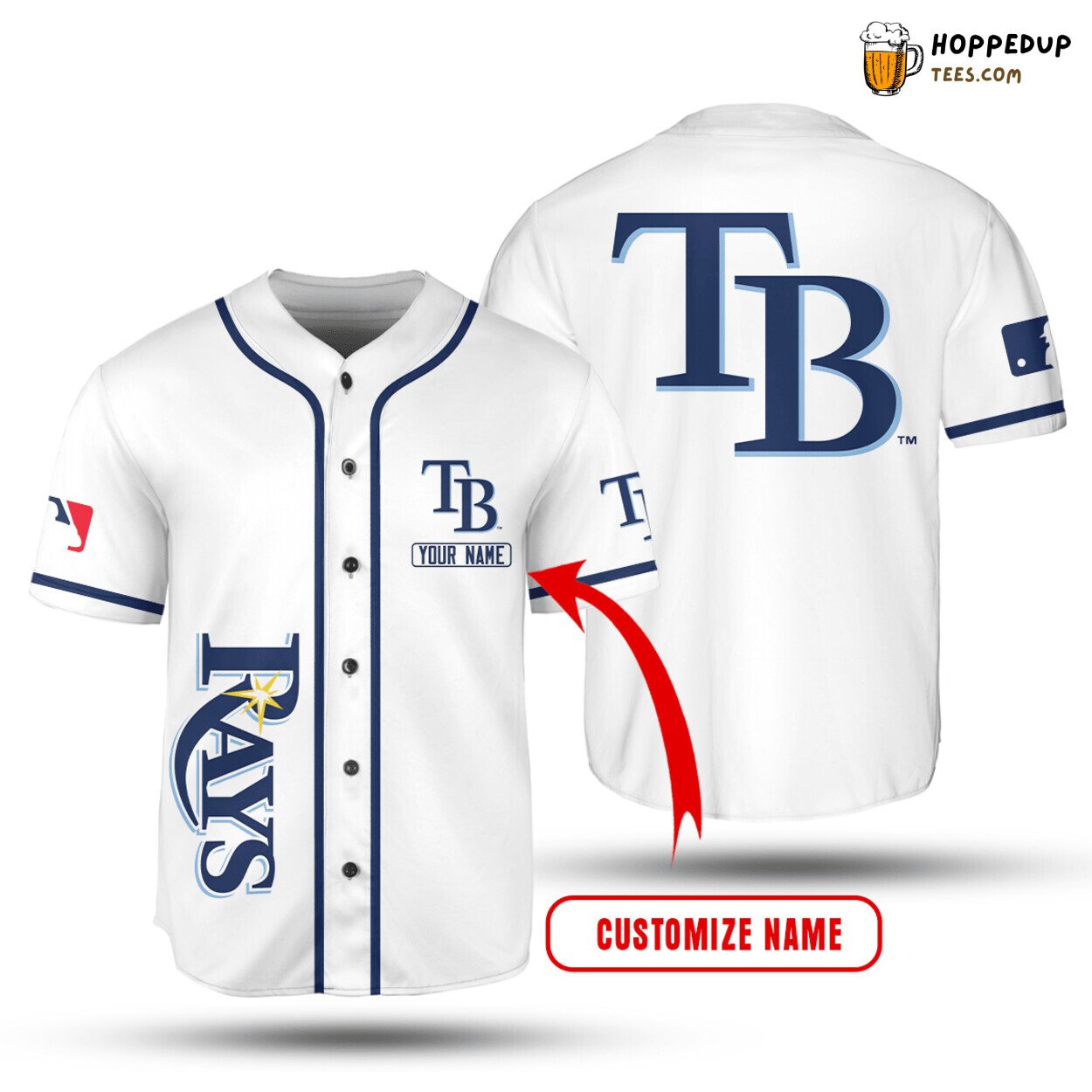 MLB Tampa Bay Rays Custom Name White Baseball Jersey Unisex Shirt