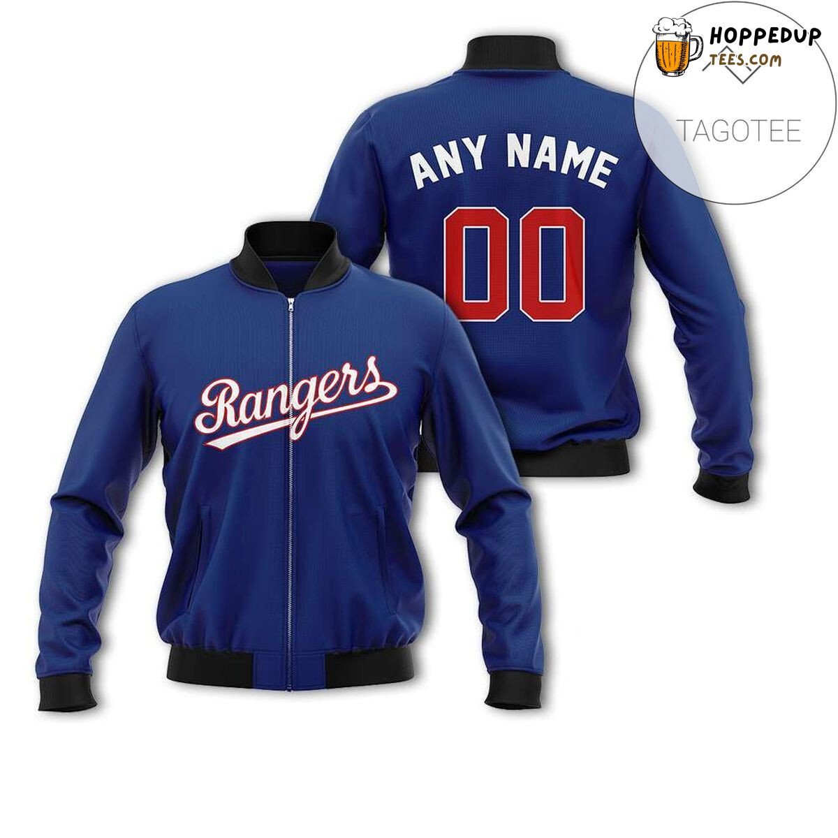 MLB Texas Rangers Custom Name Number Blue Bomber Jacket