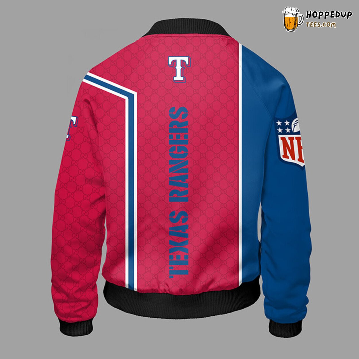 MLB Texas Rangers Unisex Blue Red Premium Bomber Jacket Design