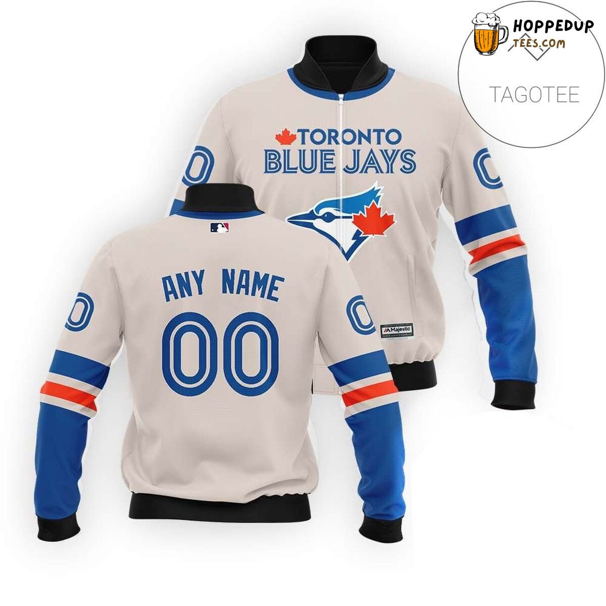 MLB Toronto Blue Jays Custom Name Number White Bomber Jacket