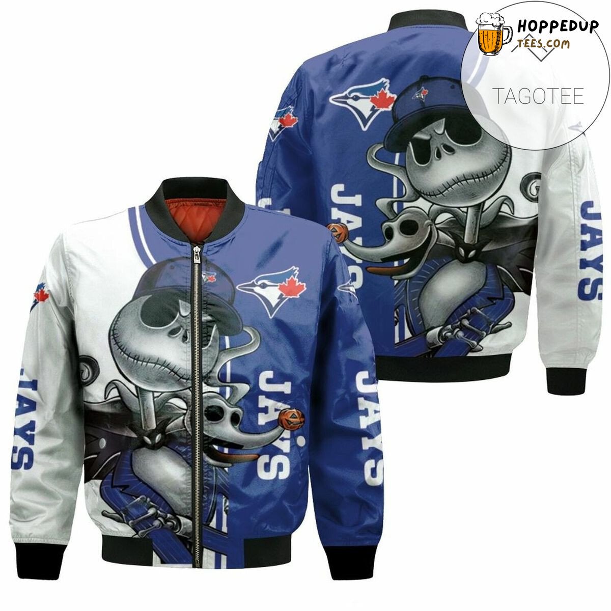 MLB Toronto Blue Jays Jack Skellington And Zero Bomber Jacket