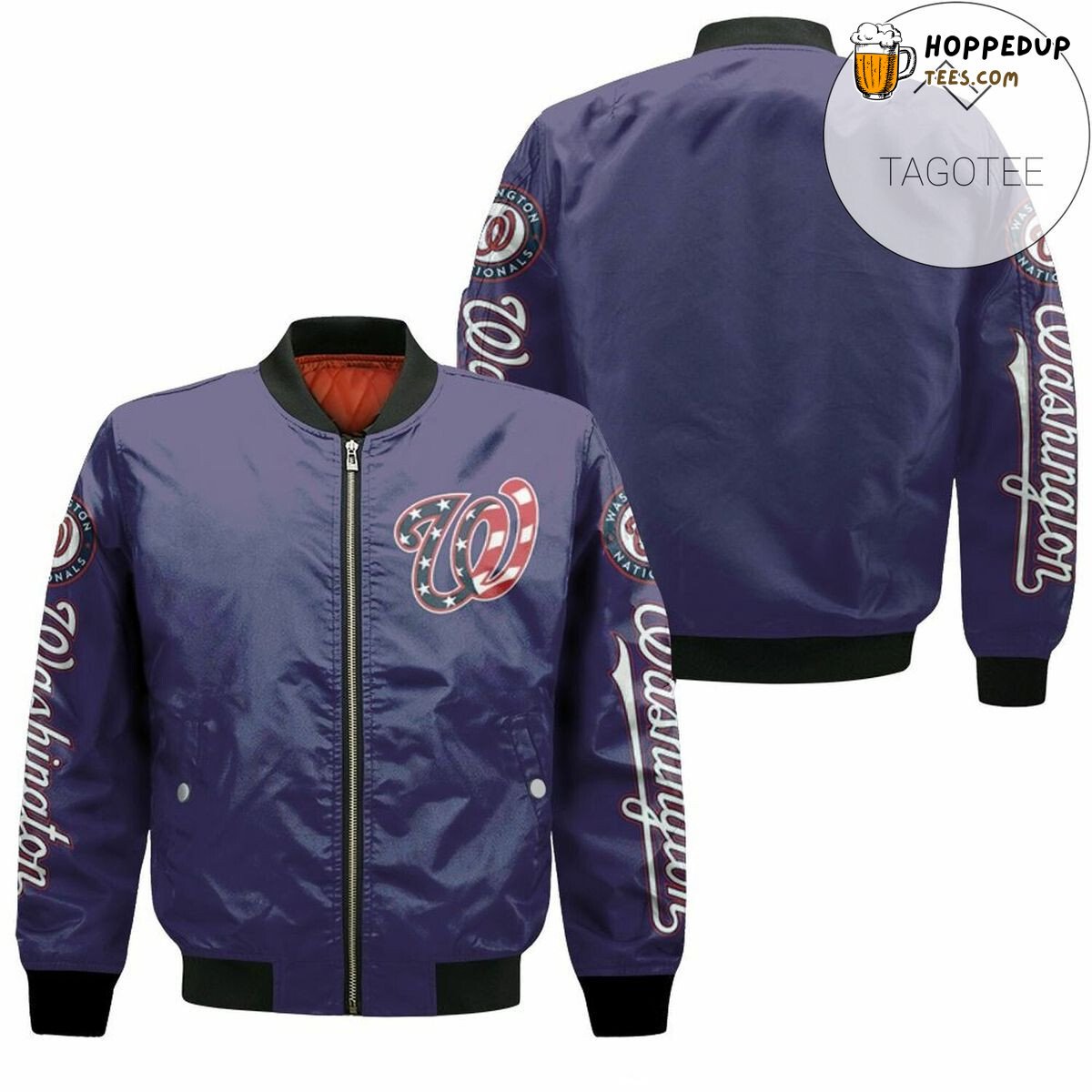 MLB Washington Nationals Blue Us Flag Bomber Jacket