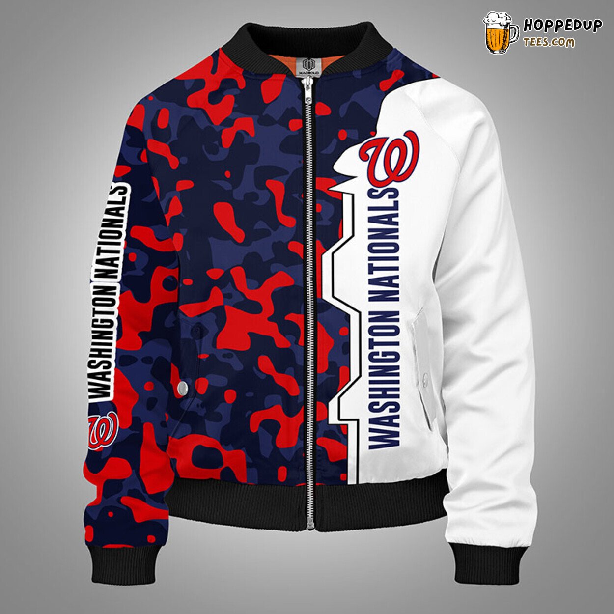 MLB Washington Nationals Camouflage Red Premium Bomber Jacket Design