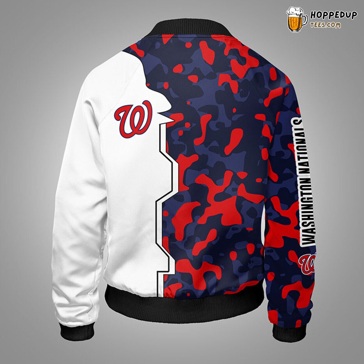 MLB Washington Nationals Camouflage Red Premium Bomber Jacket Design