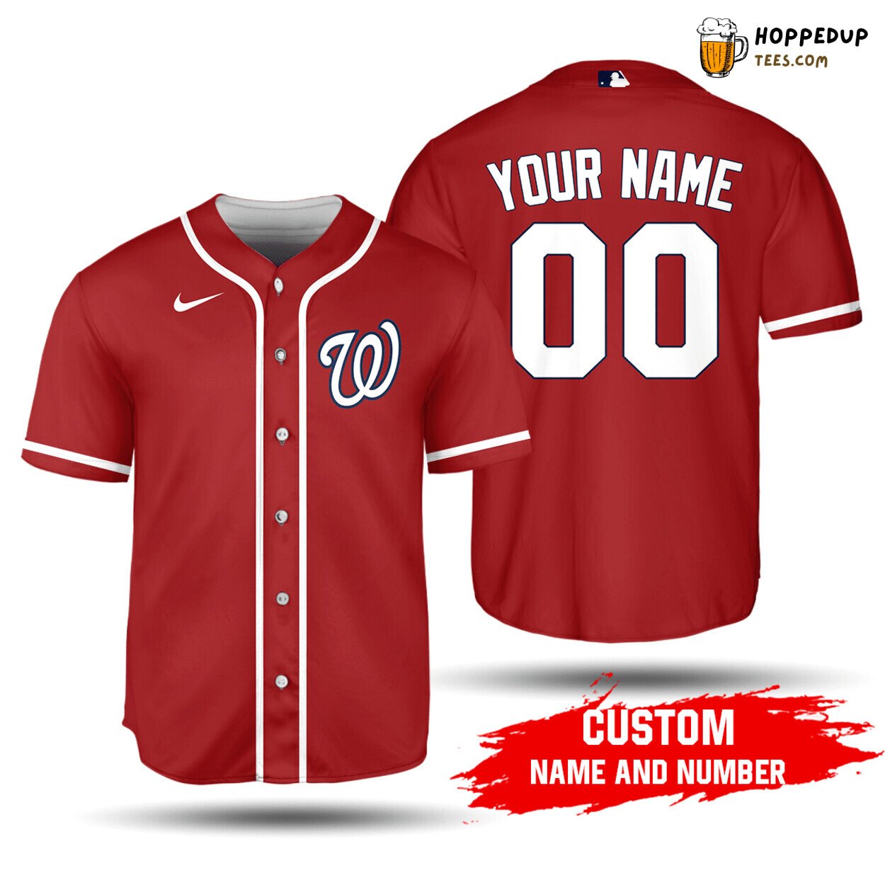 MLB Washington Nationals Custom Name Number Alternate Jersey Red Baseball Jersey Unisex Shirt