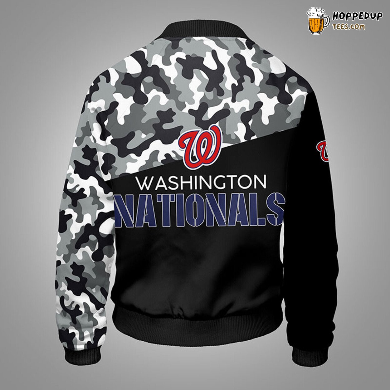 MLB Washington Nationals Unique Camouflage Black Bomber Jacket Design
