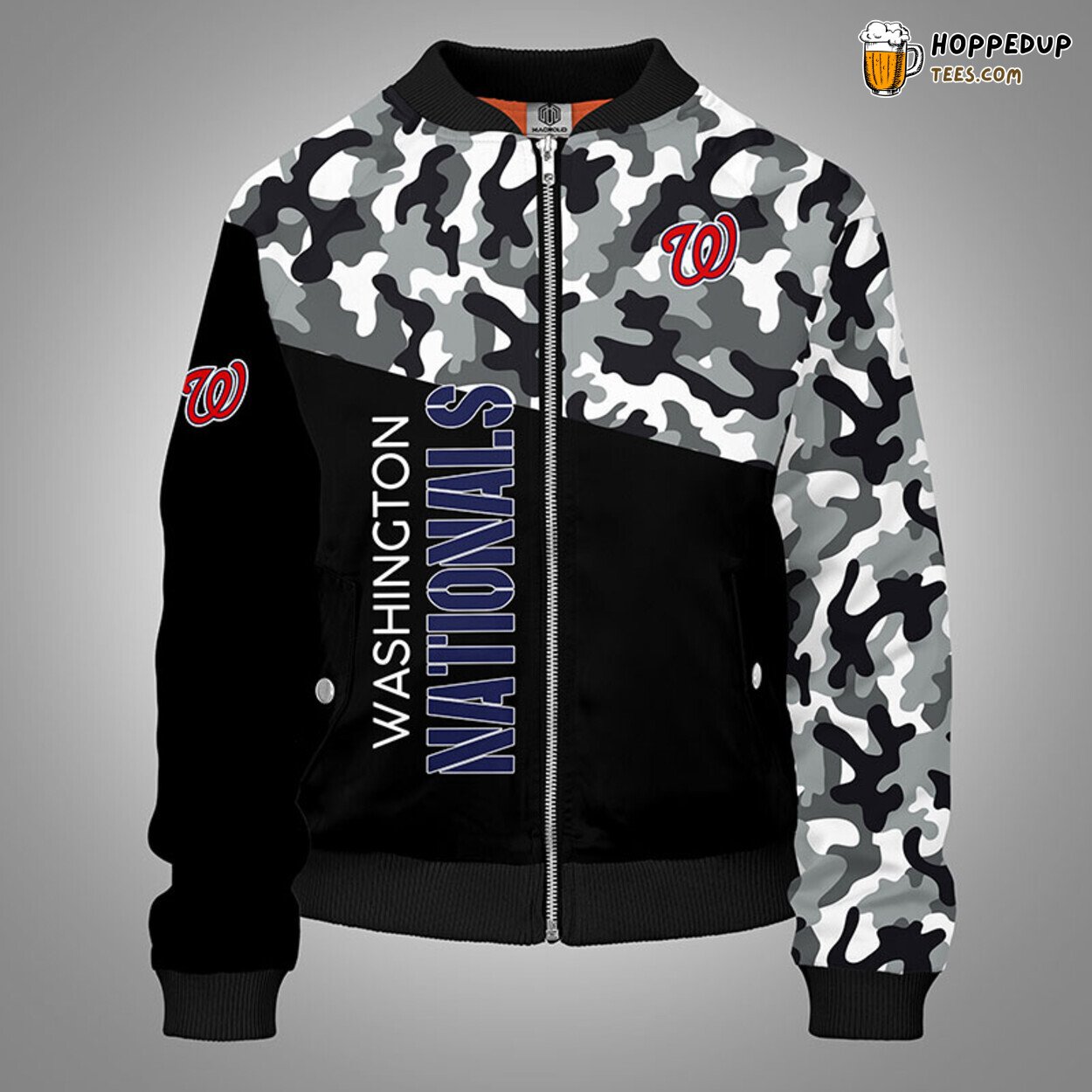 MLB Washington Nationals Unique Camouflage Black Bomber Jacket Design