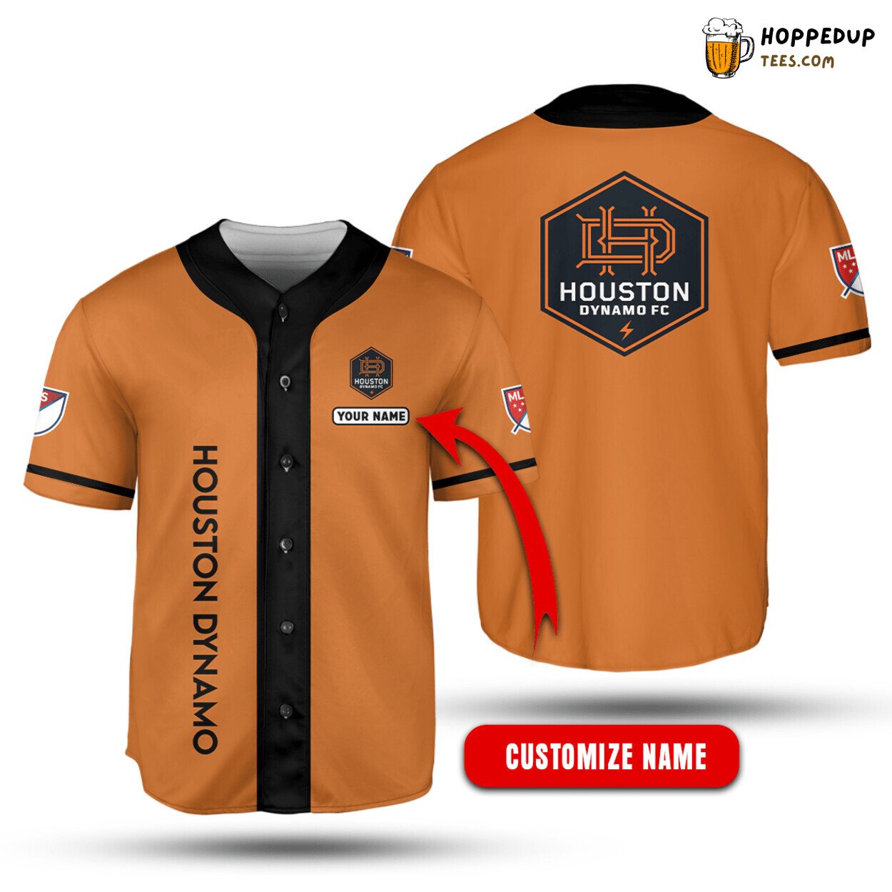 MLS Houston Dynamo Custom Name Baseball Jersey Unisex Shirt