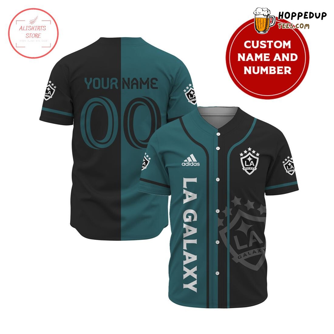 MLS LA Galaxy Custom Name Number Green Black Baseball Jersey Unisex Shirt