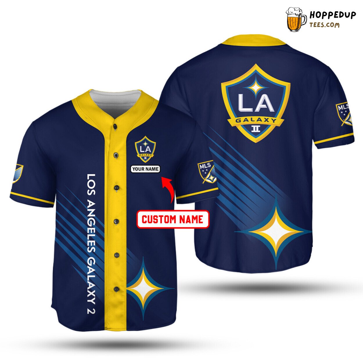 MLS LA Galaxy Custom Name Professional Navy Golden Baseball Jersey Unisex Shirt