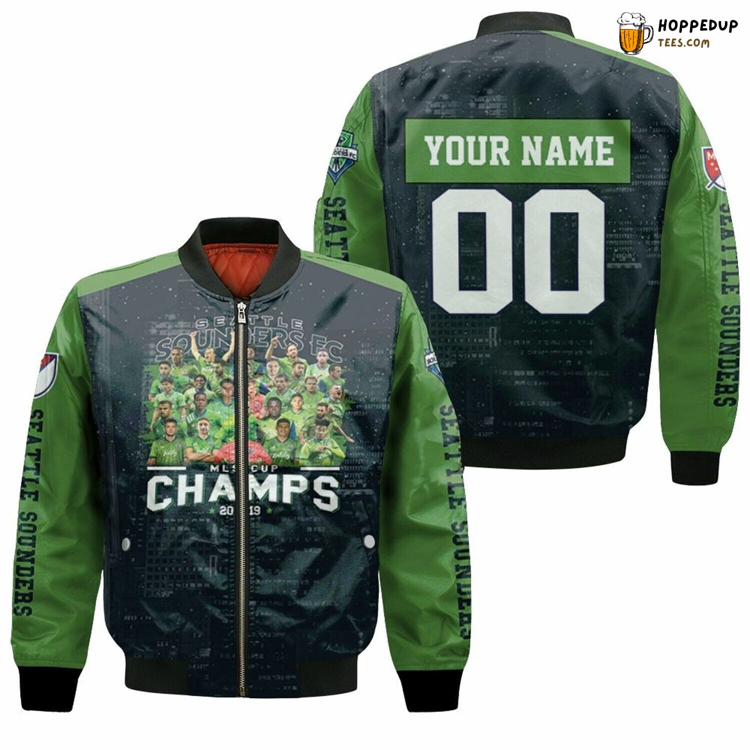 MLS Seattle Sounders FC Champions 2019 Custom Name Number Bomber Jacket