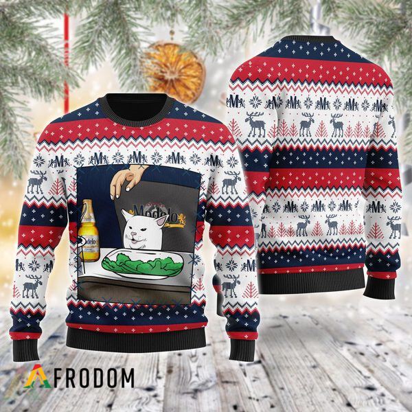 Modelo Beer Cat Meme Christmas Ugly Sweater HU