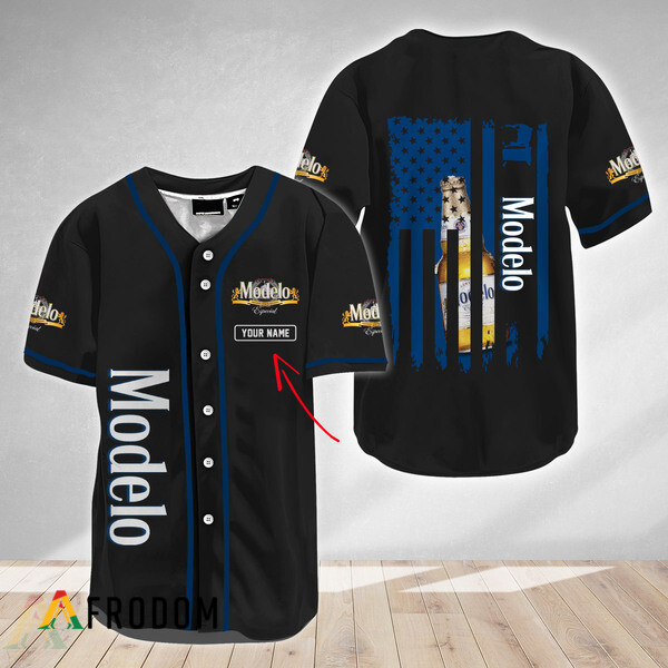 Modelo Beer Personalized USA Flag Baseball Jersey HU