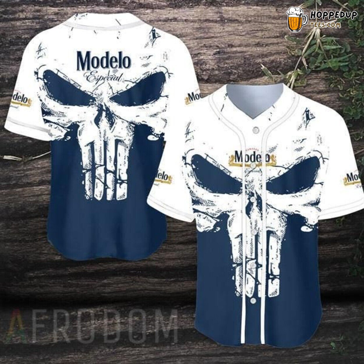 Modelo Beer Retro Skull Logo Baseball Jersey Mexican Brewery Chic