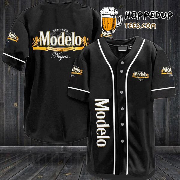 Modelo Negra Beer Inspired Black Baseball Jersey Unique Design Distinctive